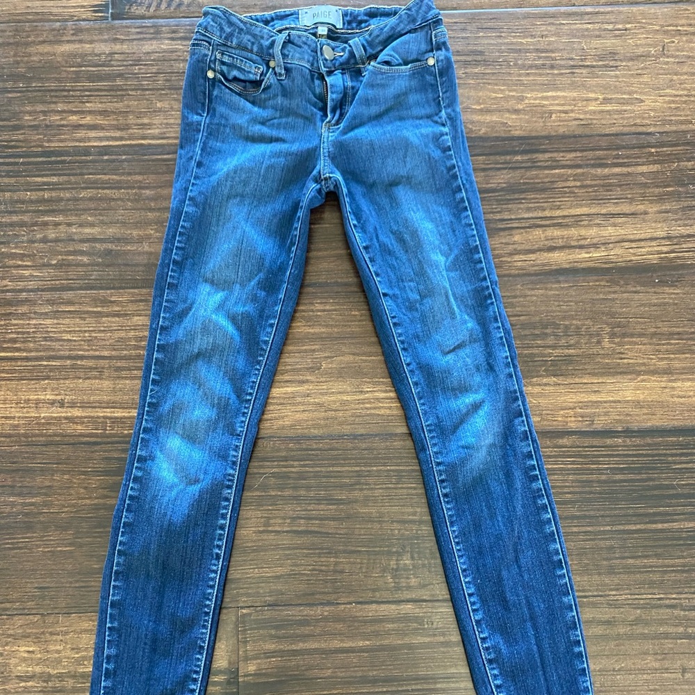 Paige medium wash skinny jeans, soft, size 25.